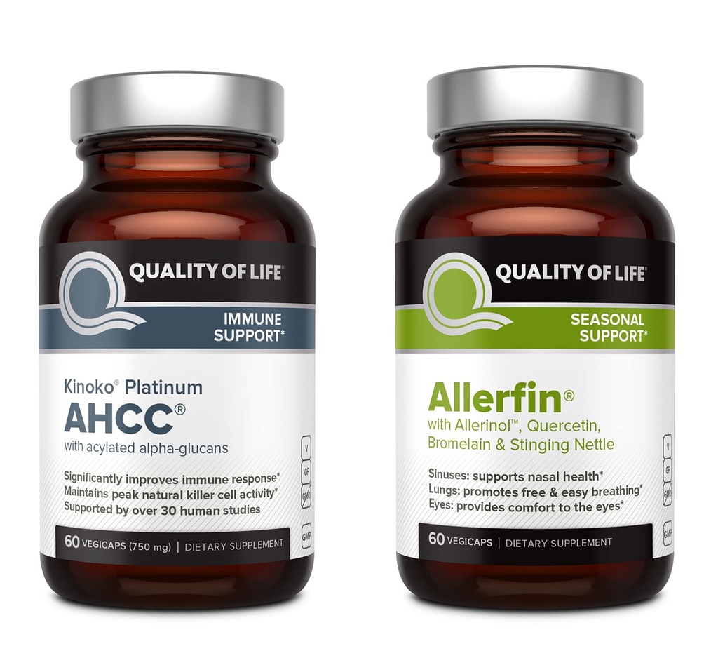 Quality of Life Immune Health Bundle - Featuring Kinoko Platinum AHCC 750mg and Allerfin