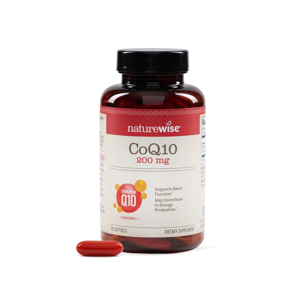 NatureWise CoQ10 200mg Softgels, 高可能性Ubiquinone - Coenzyme Q10 补充 - 心脏健康抗氧化剂+能量 - Vegan, Non-GMO, Gluten-Free - 90 Counter [3-Month Supplement] (英语).