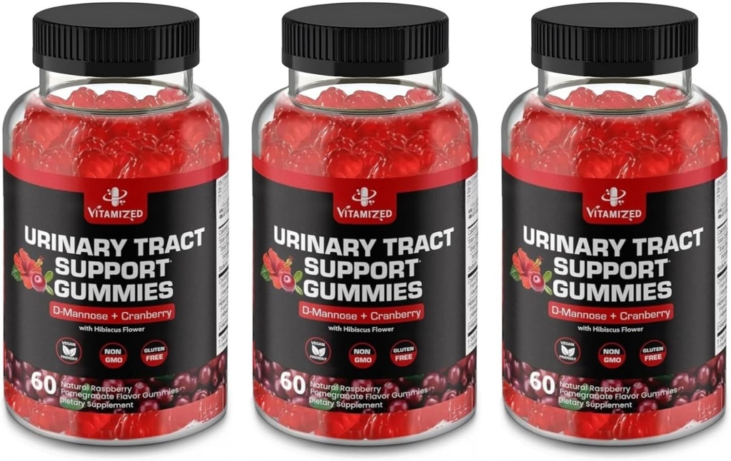 Potent Cranberry Gummys 1500mg with D Mannose - 女性和男性的尿道切除健康, Urinary Flush & Bladder 快速动作支持补充剂 Hibiscus Powder, 180 Counter
