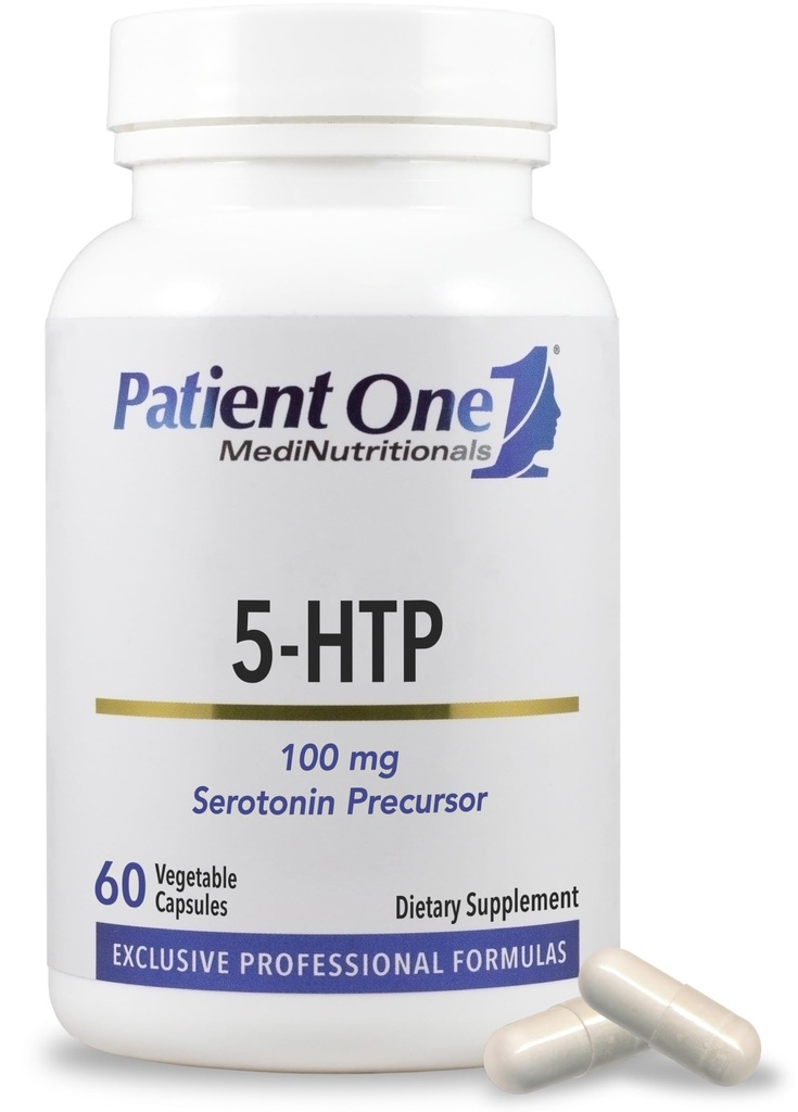 1 5-HTP 100 mg + 支持压力管理、泥液和睡眠的补充* + 60卡普尔