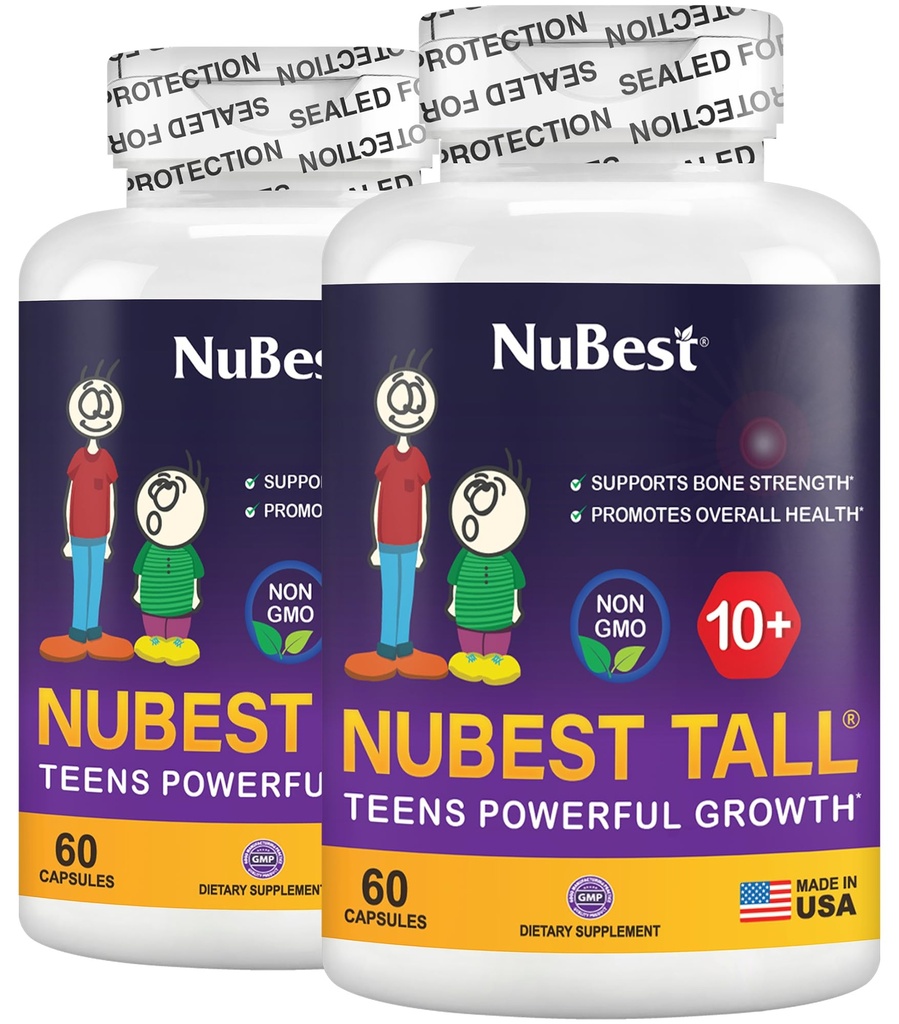NuBest Tall 10+ - 高级骨骼强力公式 - 支持豁免,健康发展和最佳健康 - 儿童(10+)和饮用牛奶的青少年日报 - 包装 2 + 两个月的供应
