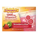 Emergen-C 1000mg 维生素C 免疫支持粉草莓 Kiwi 30CT 包括锌、曼干纳西、7 B 维生素和返校必需品电解剂