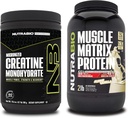 NutraBio Creatine Monohydrate, Unflavored, (300 g) and Muscle Matrix 蛋白粉, (Vanilla) Supple Bundle — 肌肉能源、最大生长、恢复和强度
