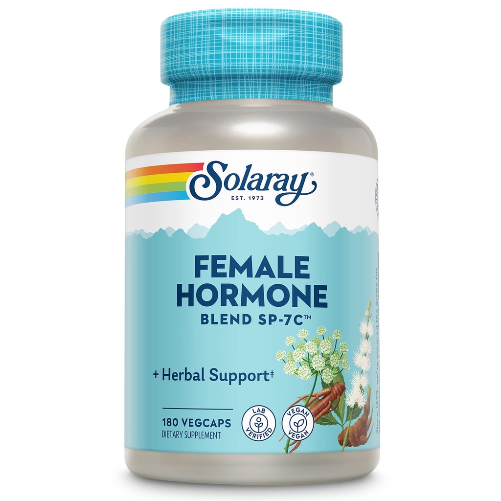SOLARAY 女荷尔蒙混合SP-7C 草药混合剂包括黑科霍什,东奎,激情花,Saw Palmetto,Wild Yam & More 180 Veg Caps