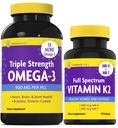 InnovixLabs维生素K2 & Triple Omega Bundle Full Spectrum Vitamin K2(90 Softgels) 三强Omega-3鱼油(200 Softgels). * 支持健康骨骼、动脉和关节。