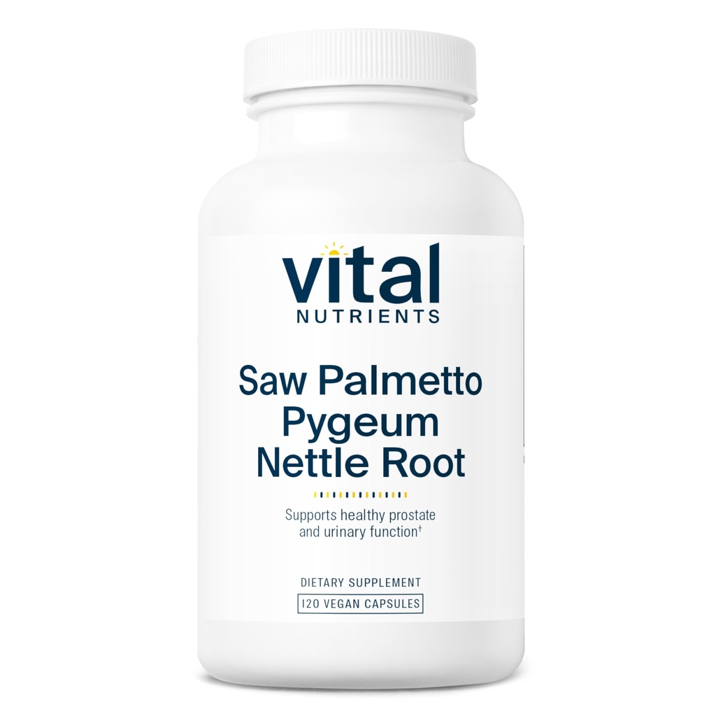 具有Pygeum & Nettle Root的重要营养物 Saw Palmetto - Vegan Saw Palmetto 男子支持健康前列腺功能* - Gluten, Dairy, Soy Free - 120 Capsules
