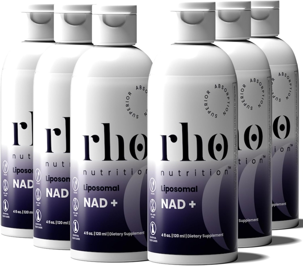 Rho 营养 Liposomal NAD+ – 设计用于帮助支持吸收的液体补充剂 – 主动形式的NAD+ 帮助支持正常细胞健康、健康衰老、能源代谢和生命力 - 6 Pack