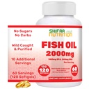 含360mg EPA & 240mg DHA的SHIFAA营养卤鱼油2000mg软胶,100 Wild Caught & Non-GMO Omega 3 Softgel用于心脏和脑健康. 鱼油3号补编