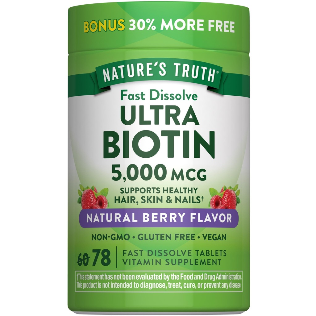 (原始内容存档于2018-09-26). Nature's Truth Biotin 5000mcg QQ78 Fast溶解板块 自然贝里 Flavor QQ Vegan, Non-GMO, Gluten Free