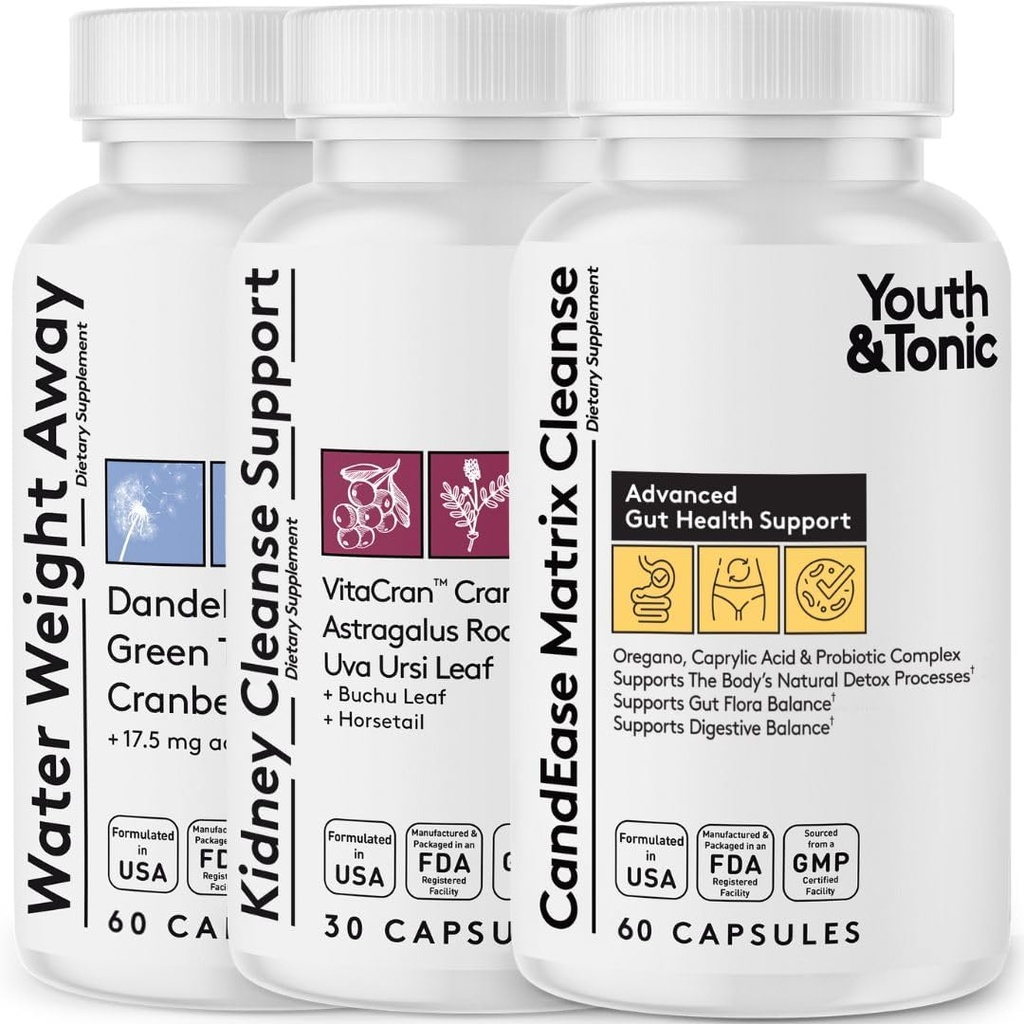 青春与通心菜 CandEase Complex Bundle 补充 QQ 消化系统清洁 Gut 健康与肠内花卉支持
