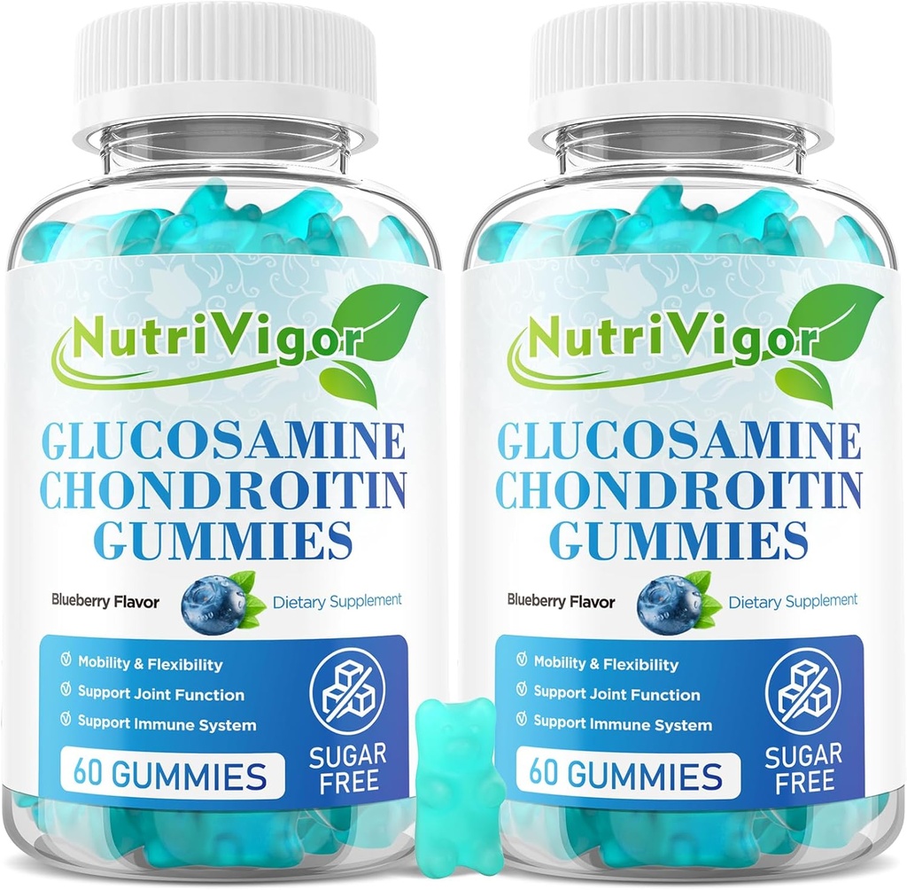 Glucosamine Chondroitin Gummys,与MSM & Elderberry的超强联合支助补编,成人、男女的联合支助补编,蓝莓火焰,120个伯爵
