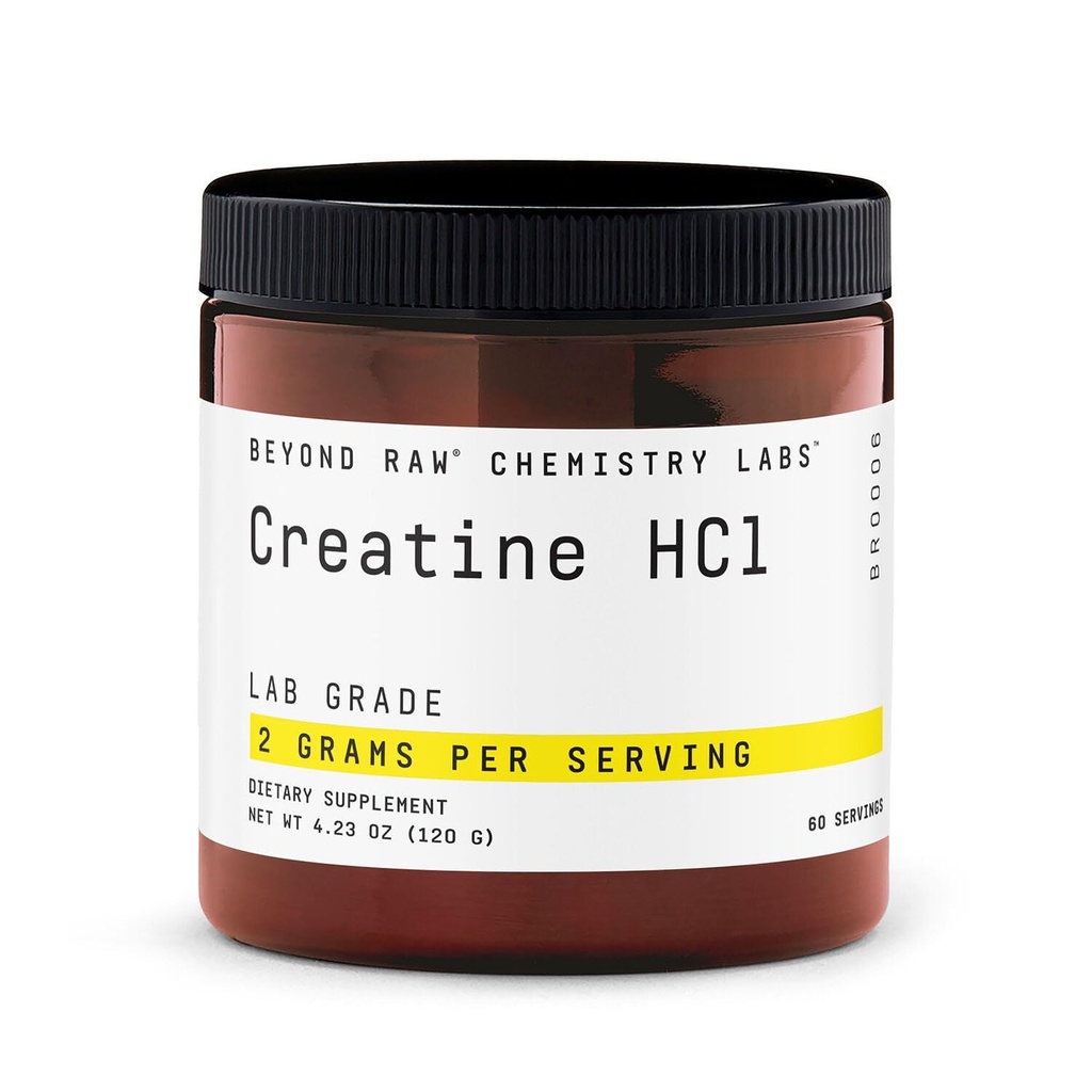 BEYOND RAW Creatine HCl粉,科学后卫,实验室分级,女性和男性的Creatine,肌肉力量,能源生产,运动性能,认知支持,细胞水分,60种服务