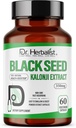 HERBALIST博士 黑色种子提取 350mg – 60 Vegan Capsules → 10:1 提取 = 3500mg Raw 黑色种子粉 → Premium Nigella Sativa 补充 → 高Thymoquinone → 自然健康支持