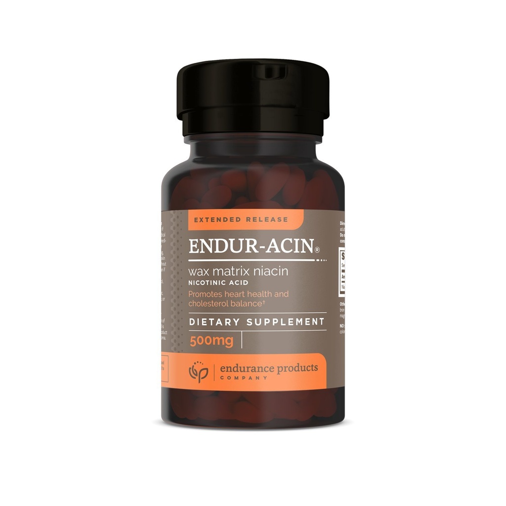 ENDUR-ACIN Niacin - 维生素B3 Niacin 500mg 扩展释放 & 低氟化物,100片 - 支持胆固醇平衡与心脏健康 - 耐力产品