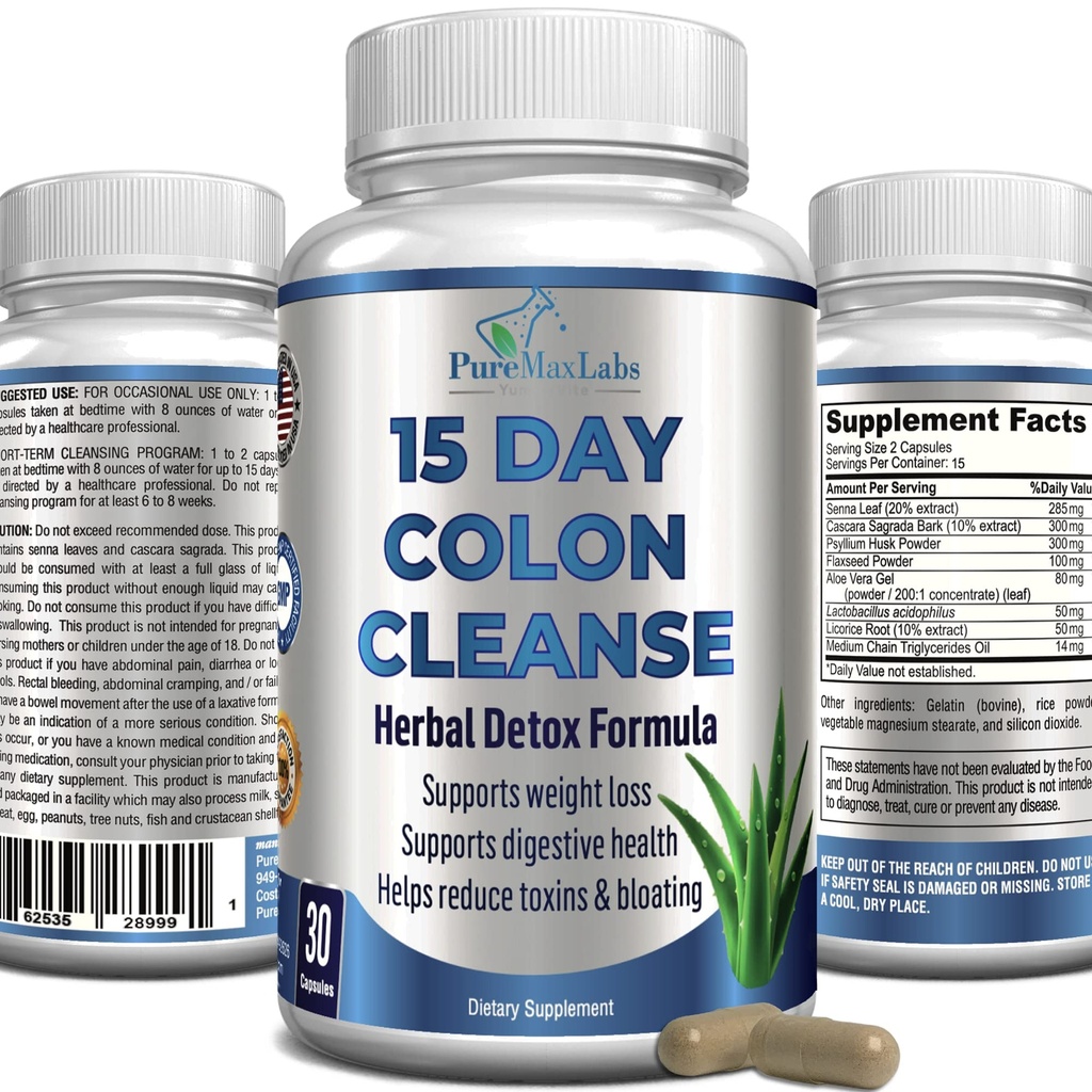 YUMMYVITE 15 Day Colon cleanse and Detox, 草药解毒公式, 支持重量损失, 便秘救济 - Boosts Energy. 氟性毒素,男女天然安全科隆清洁剂 -- -- 30卡普勒