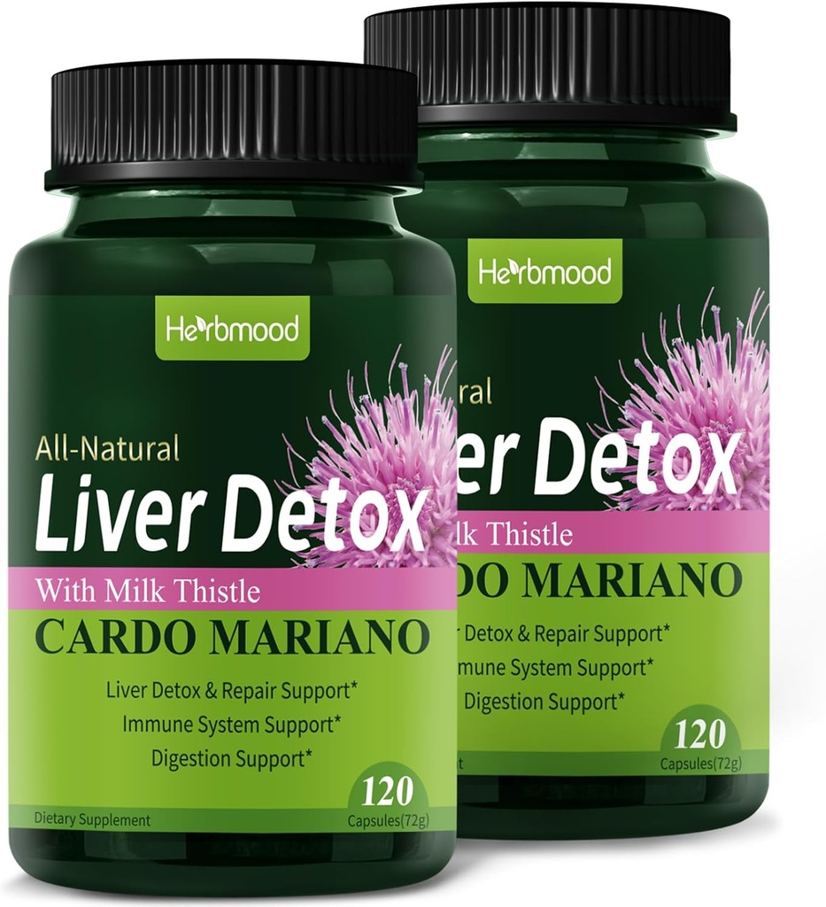 Herdmood Silymarin 牛奶 塞特尔 利弗 Detox Capsules for Fatty Liver, Alcachofa y Cardo Mariano con Silimarina para el Higado Graso, Liver Cleanse Detox & Freeform w/Artichoke 节选。 240个