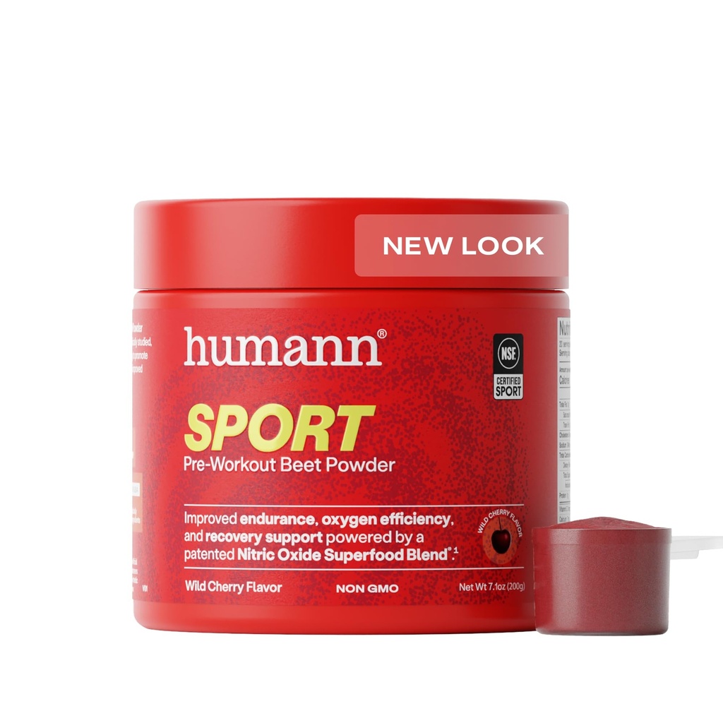 HumanN Super Beets 运动耐力预选工作粉,Nitric Oxide 补充品,NSF认证,兴奋剂和咖啡因免费,用甜菜根制作,野樱桃,20种服务