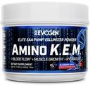 Evogen Amino K.E.M. - EAA & BCAA Powder Pump Volumizer + BCAs 氨基酸 血液流动,肌肉生长,和水分 + 蓝莓苹果 + 30 服务