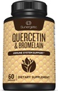 Sunergetic Premium Quercetin & Bromelain 补编 – 强大的 Quercetin Bromelain 复合体 帮助支持免疫系统与季节性支持 – Quercetin 1000 mg Pervice – 60 Capsules