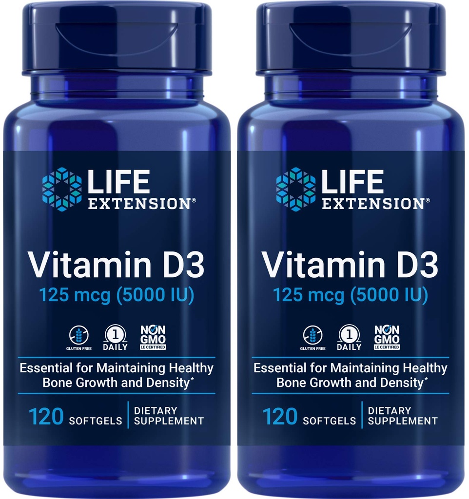 寿命延长 维生素D35,000 IU,120 Softgels (Pack of 2)