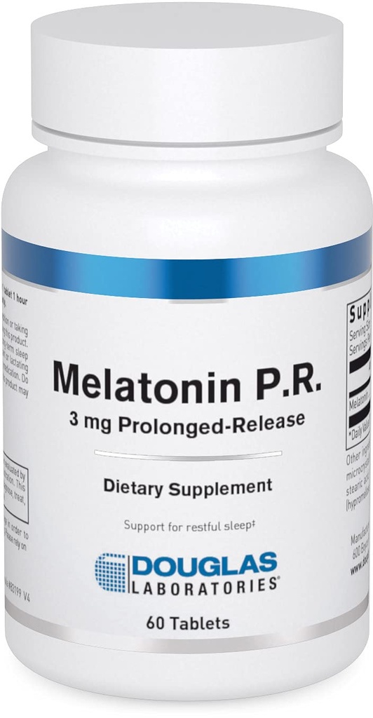 道格拉斯实验室 Melatonin 长期释放 - 3 mg Melatonin - 睡眠支持补充 - 关于荷尔蒙平衡、放松、抗氧化剂和免疫系统 * - 60片