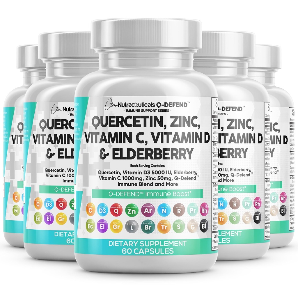 纯净营养素 素类 素类 素类 维生素C 维生素D Bromelain Elderberry - 肺膜支持 成人与青蒿素,海摩斯,艾奇纳西亚,过敏救济(60 Counter (Pack of 5))