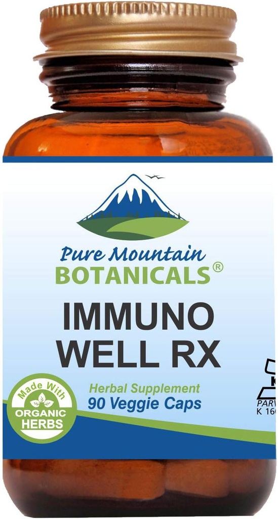 纯山植物学 Immuno Well RX - 具有有机Astragalus Echinacea Garlic Maitake Shiitake Mushroom Honeysuckle & Beta Glucan的科舍帽