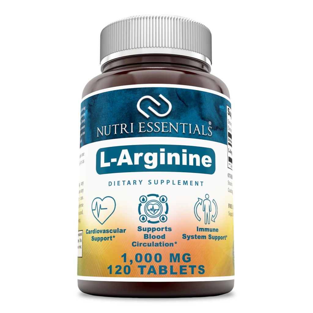 L-Arginine 1000 Mg 120 餐具补充 - 支持心血管健康 - 支持免疫系统功能 - 促进血液循环