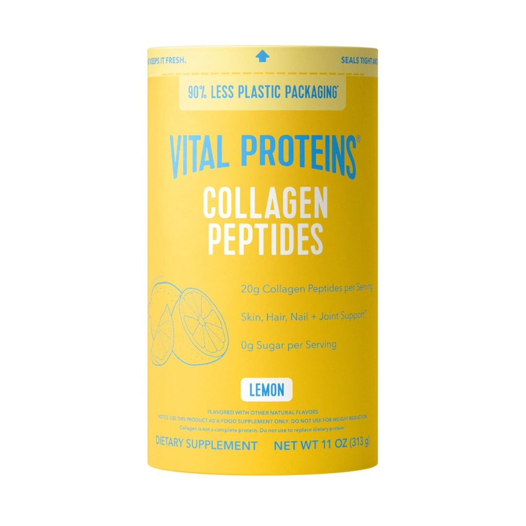 生命蛋白Collagen Peptides粉末、Collagen补充剂、头发和皮肤健康、14种服务、柠檬