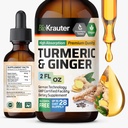 BIO KRAUTER Turmeric and Ginger Supplement Tincture - Turmeric Curcumin Imune 支持滴 - 姜汁与黑辣椒 - Vegan Formula - 2 Fl.Oz.