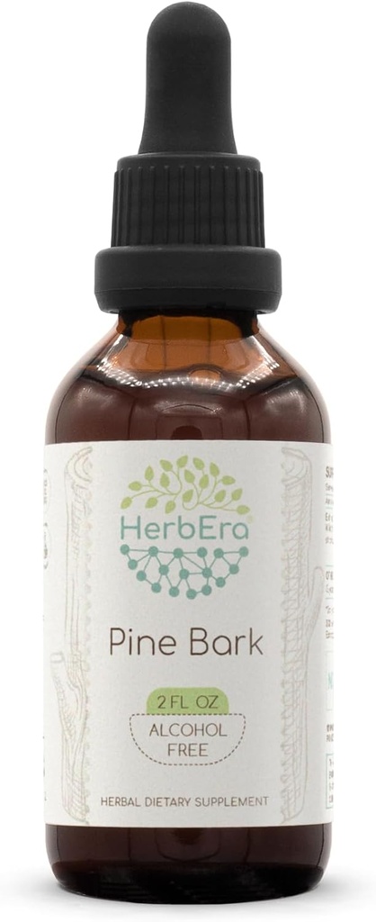 HerbEra Pine Bark B60 无酒精草药提取剂 丁酸,集中液滴 天然松碱(Proanthocyanidin) Dried Bark 2 fl oz