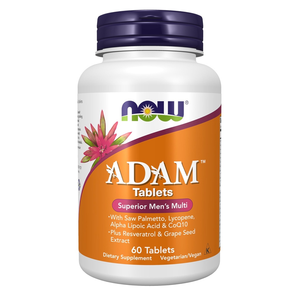 Now Foods Supplements, ADAMTM Men's multivitamin with Saw Palmetto, Lycopene, Alpha Lipoic Acid and CoQ10, Plus Natural Resveratrol & Grape种子提取, 60 片