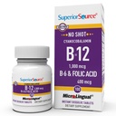高级来源:没有注射维生素B-12 Cyanocobalamin 1000 mcg, B-6,Folic Acid 400 mcg - 支持脑和心脏健康 - 援助自然能量水平 - 100 分语言解片