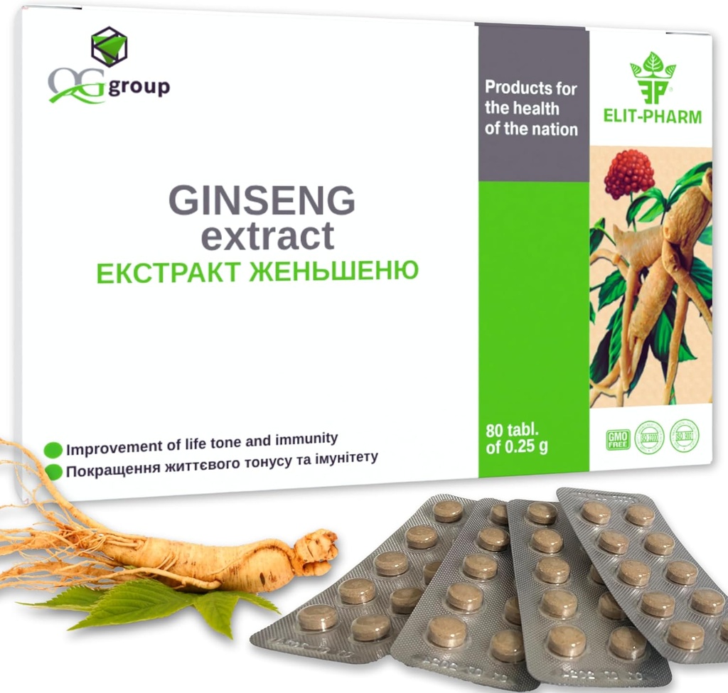 QG 组 Ginseng 提取 & Licorice 根提取与维生素 C (80平板 - 210 mg) 男女饮食补充