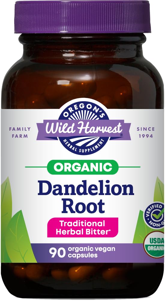 俄勒冈州的野生收获丹德利翁根有机物补充品 传统草药苦艾酒 90 Vegan Capsules