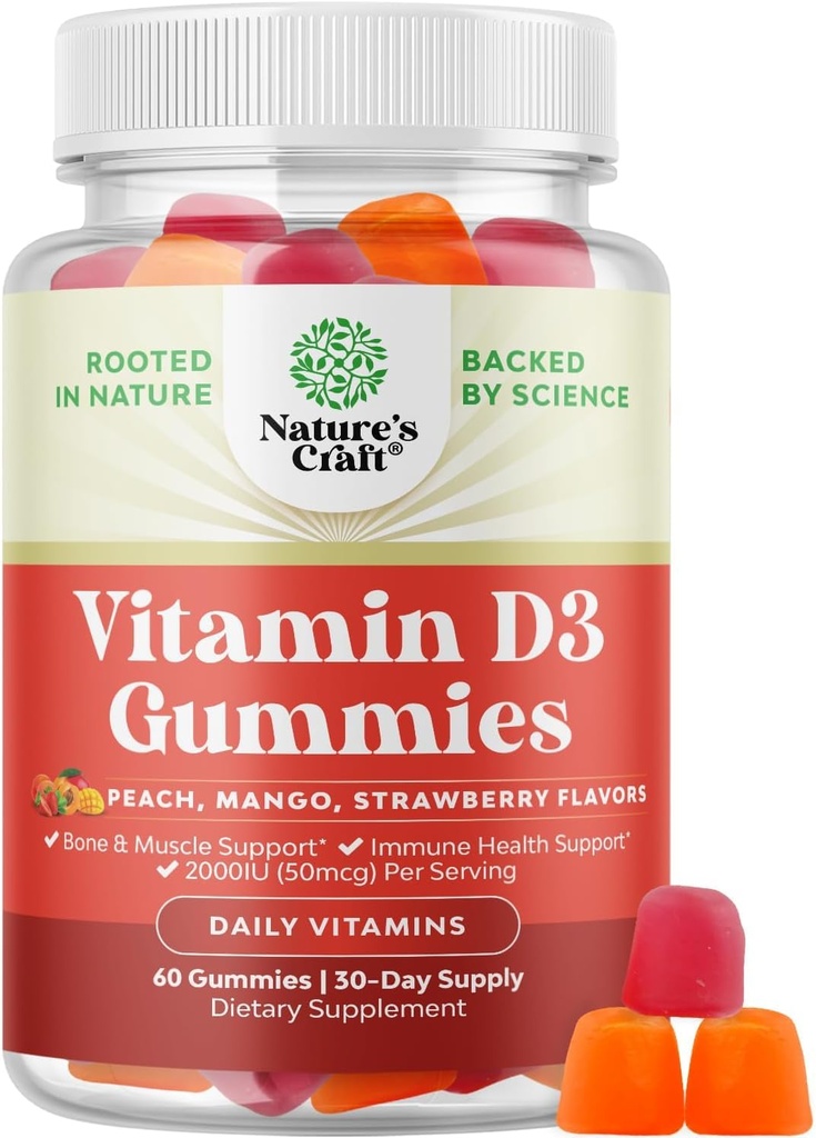 D3 " 每日健康 " 的美味D类成年人,每服骨骼肌肉和免疫支持非GMO Gelatin Gluten免费(30天供应)