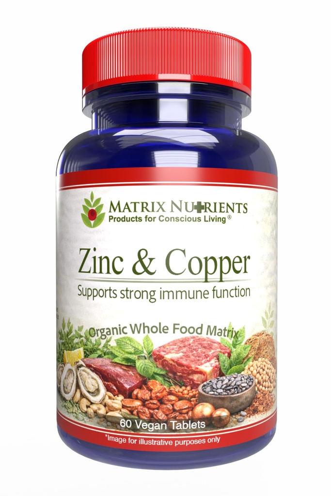 ZINC & 铜 - LAB测试最高纯度! 快速吸收,100%有机天然成份 - 大规模免疫支持 - 修复心脏和身体! - Vegan牌匾(60ct)