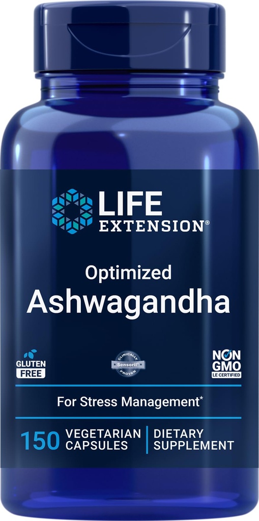 生命扩展优化 Ashwagandha, 150 Veg Caps - 非 GMO, Gluten Free, 蔬菜 Capsules