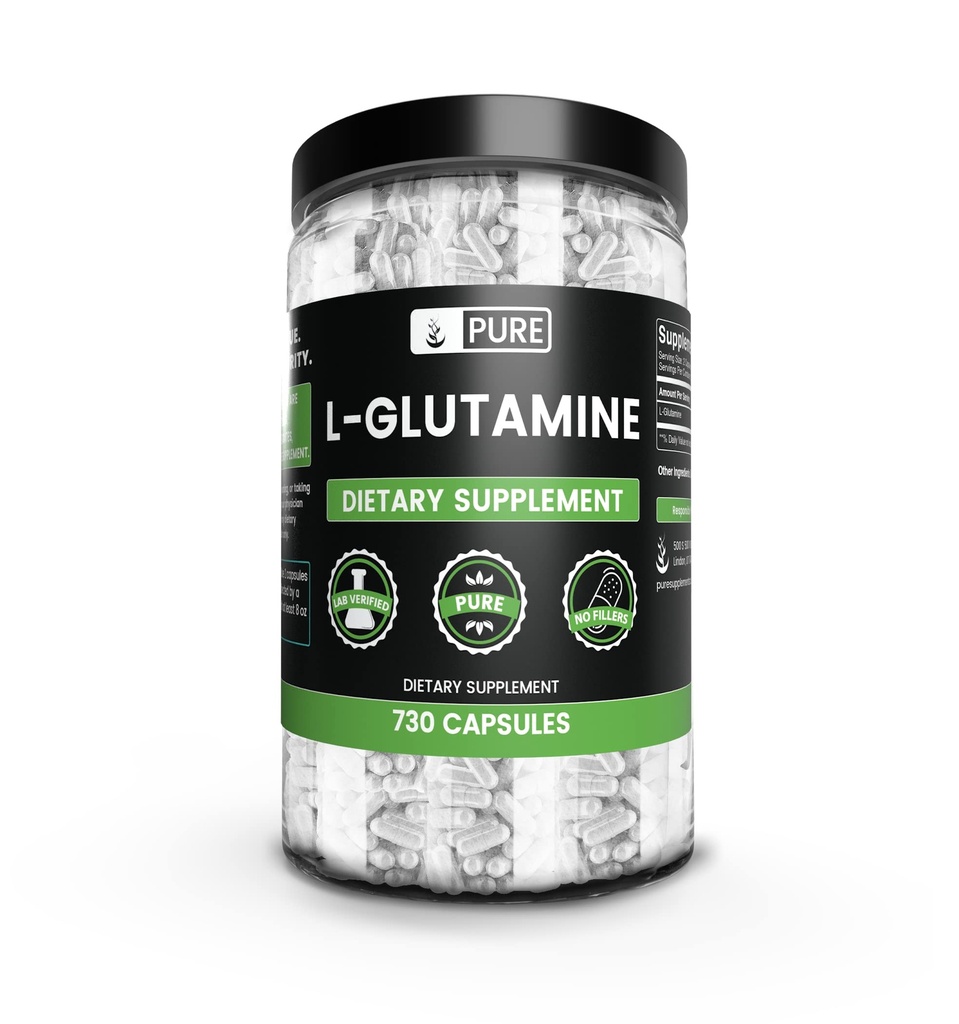 纯原成份 L-Glutamine(730 Capsules) 无镁或水稻填充器,永远纯净,实验室验证