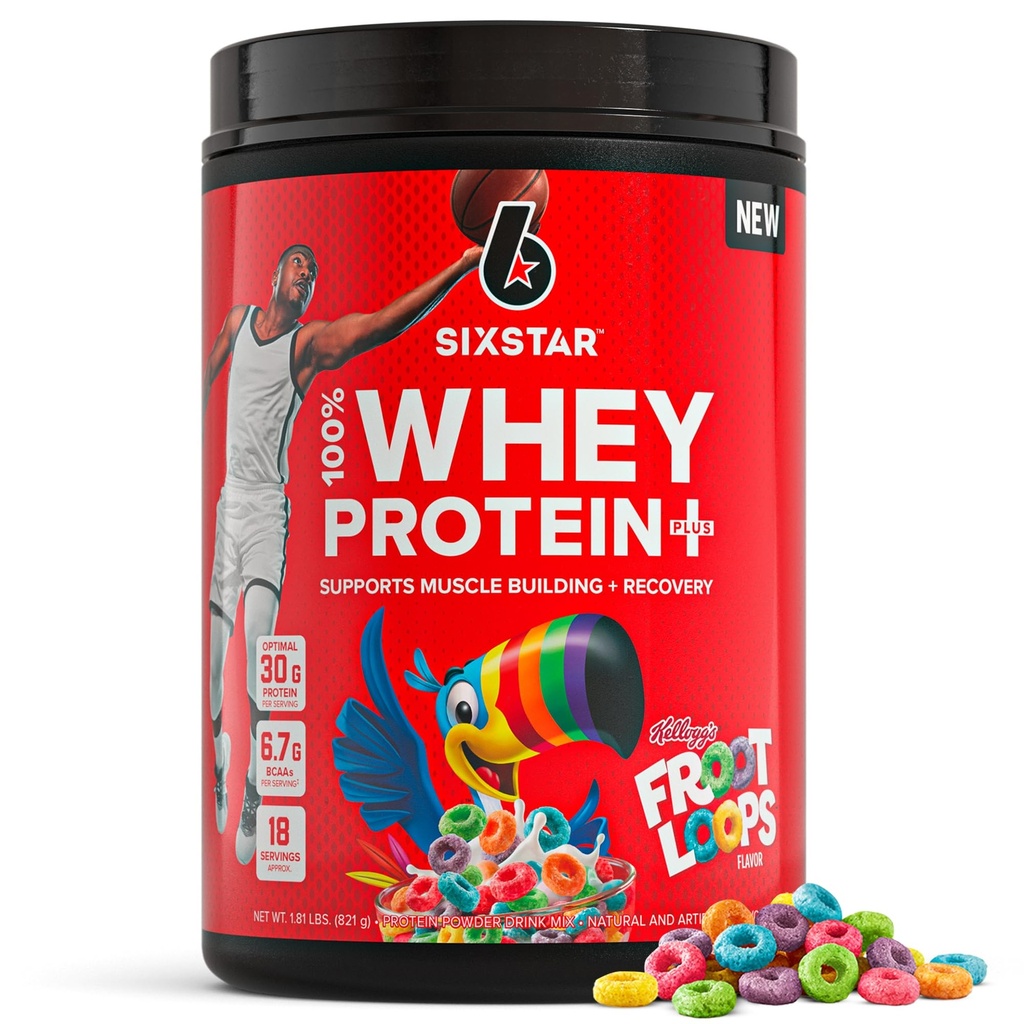 六星惠蛋白粉+ - 肌肉建置与恢复公式 Whei Isolate Power, BCAAs, 30g蛋白, 免疫支持 - 工作后补充 - Kellogg的Froot Loops Flavor, 1.8磅