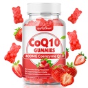 软熊 CoQ10 Gummys 400mg Coenzyme Q10 成人补充,高吸收coq10 + Omega-3,镁,维他命B3和锌用于细胞能量和抗氧化剂,草莓Flavor 60 Count
