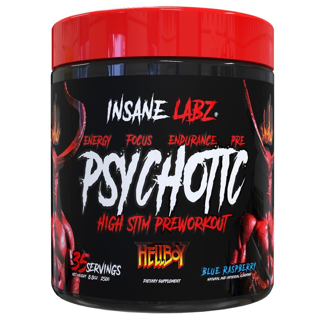 Insane Labz 地狱男孩版,高兴奋剂预选工作粉末和NO助攻 与 Beta Alanine, L Citrulline, 和咖啡因, 靴子聚焦, 能量,耐力, Nitric Oxide Levels, 35 Srvgs, Blue Rasp