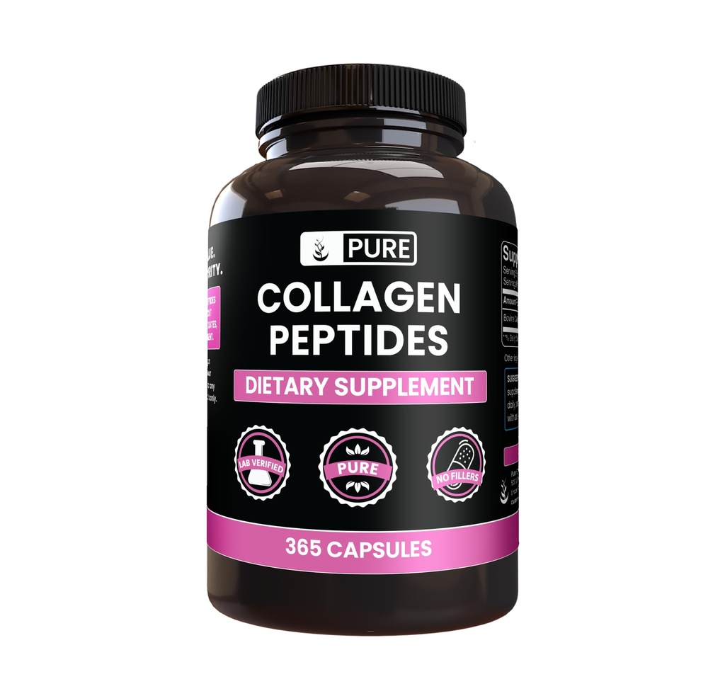 Collagen Peptides(365盖) 无镁或水稻填充器,始终纯净,实验室验证