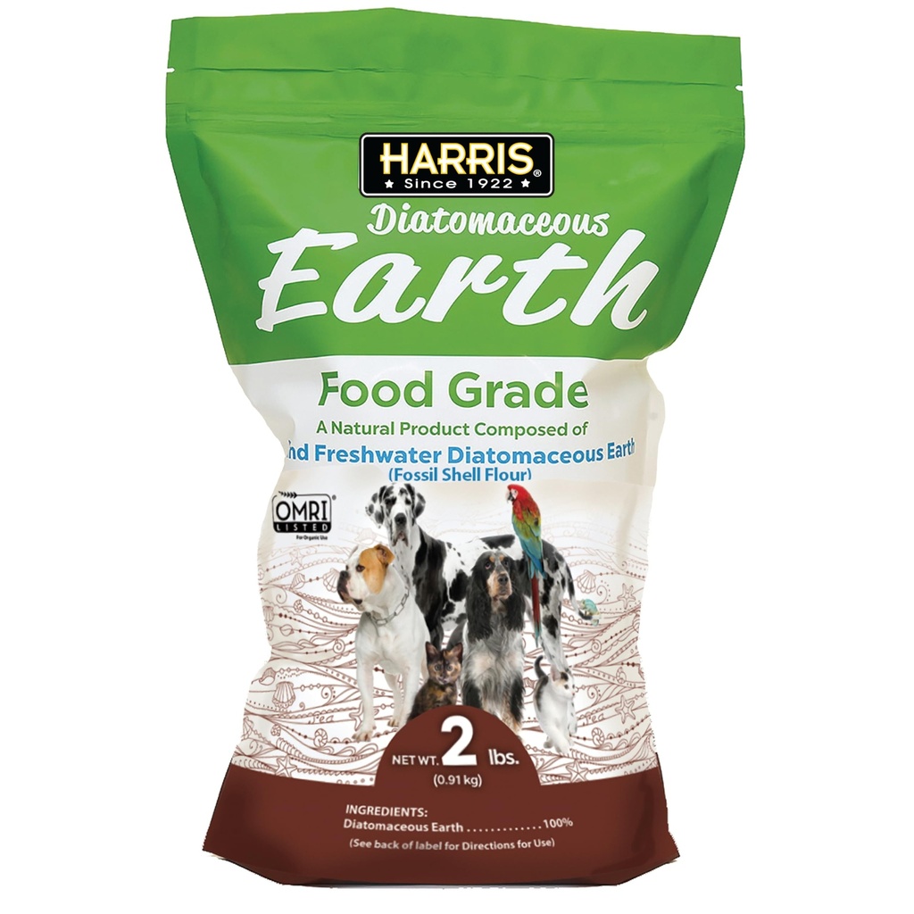Harris 食物级 Diatomaceous Earth for Pets, 猫,狗,马和宠物, 有机使用认证, 2 LB 袋