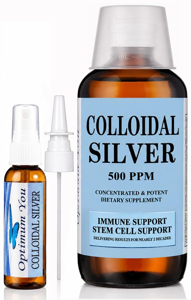 Colloidal Silver Liquid ppm, Extrastruction (32 oz) with Spray Bottle QQ Immune Support 补充 QQ Stem 细胞支持 QQ 伤病护理和高级治疗