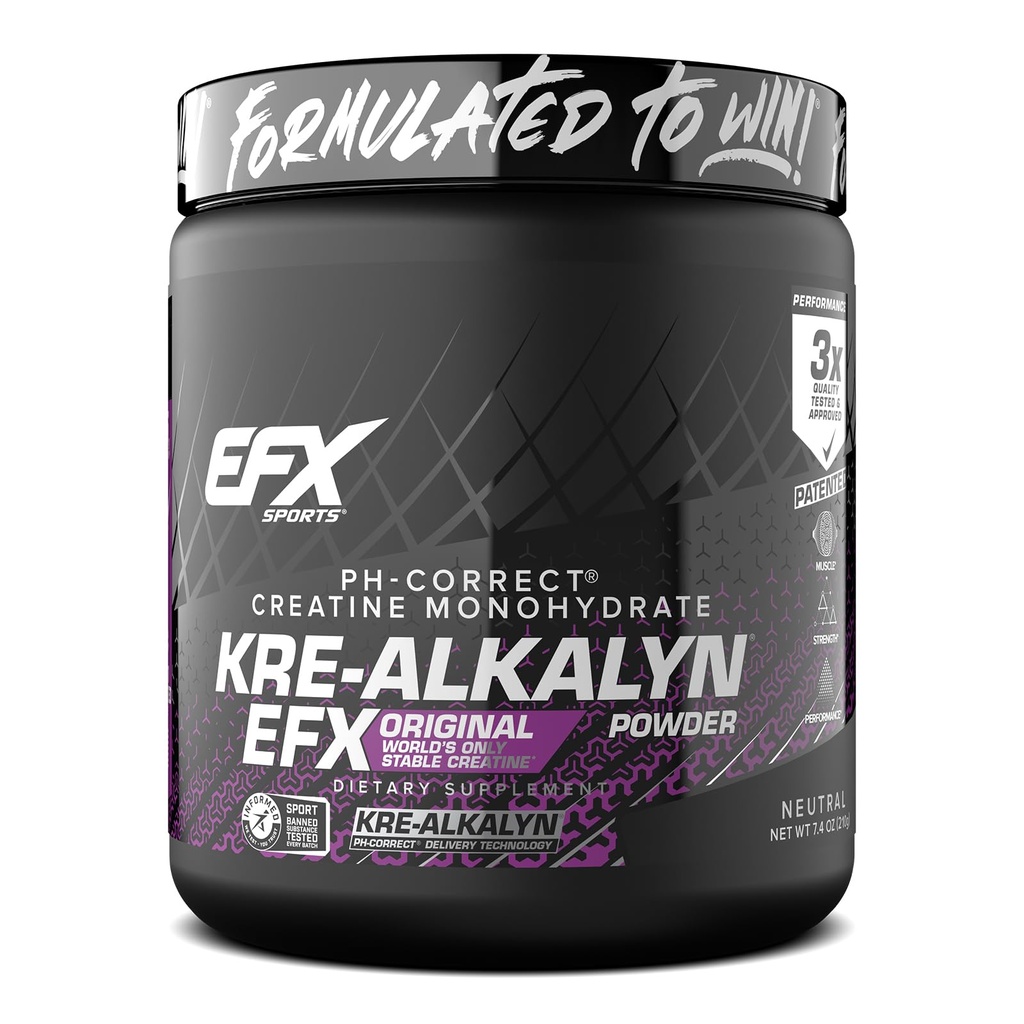 EFX Sports Kre-Alkalyn EFX 粉末 QQ pH 正确的Creatine Monohydrate 粉末 补充 QQ 力量,肌肉生长和性能 140 服务(不受欢迎)