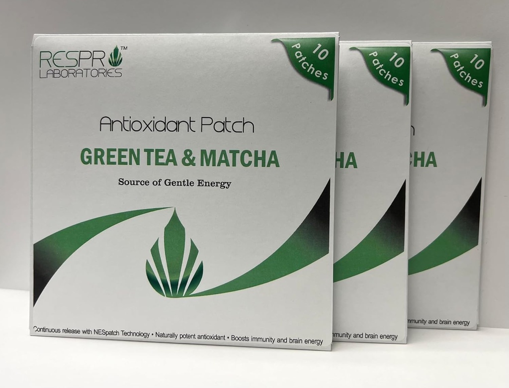 Respro Labs 天然抗氧化剂补丁与绿色茶叶(EGCG) & Matcha, 连续释放 - 10 补丁