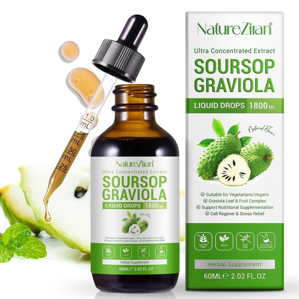 Soursop Graviola液滴 - Soursop Bitters 液滴 - Soursop 叶片提取 - 天然抗氧化剂 - 细胞支持和再生 - Imune Boost - 放松 - 肝脏和睡眠 (1)