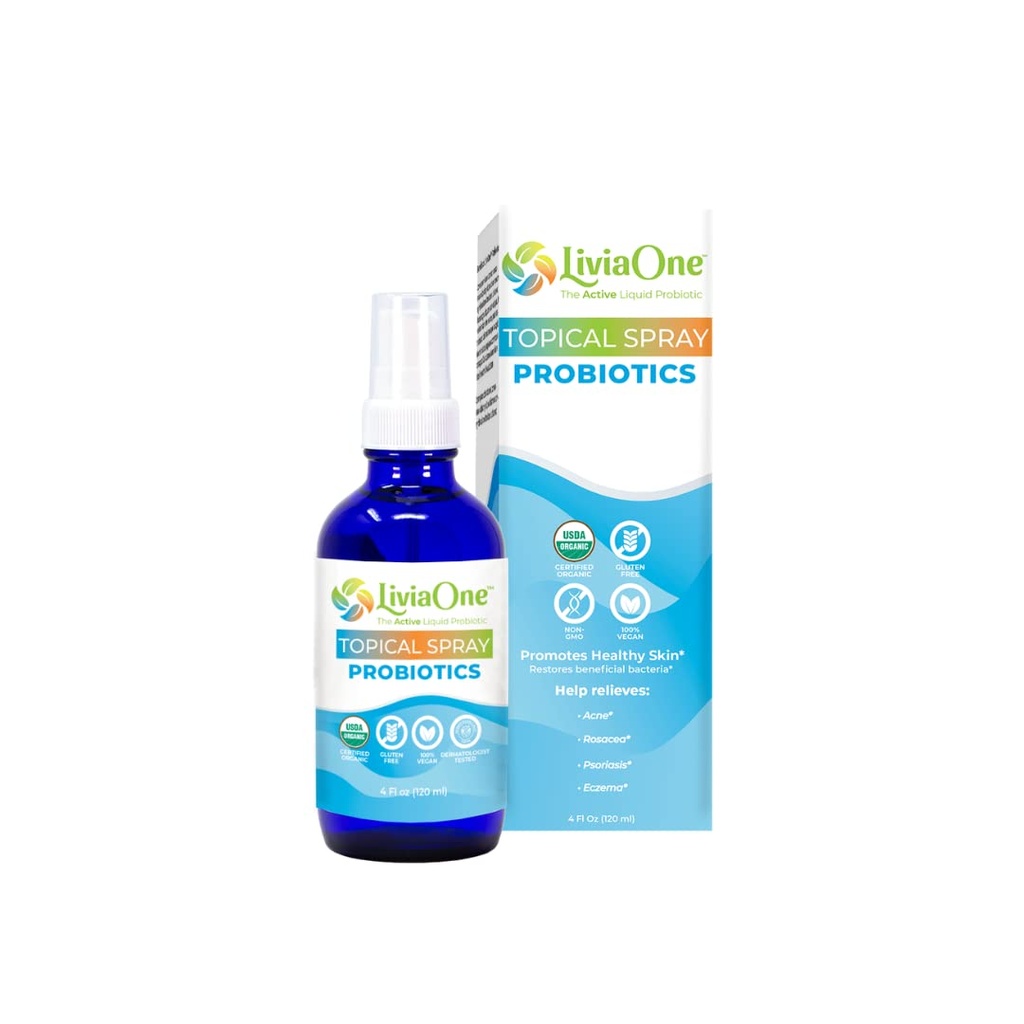 Livia One USDA 皮肤健康有机主题原生素 |乳杆菌  Acid乳杆菌  Pro乳杆菌 Probiotic | Gut Health & Immune Suppose | Vegan | Non-GMO | Gluten Free | 4 Fl Oz