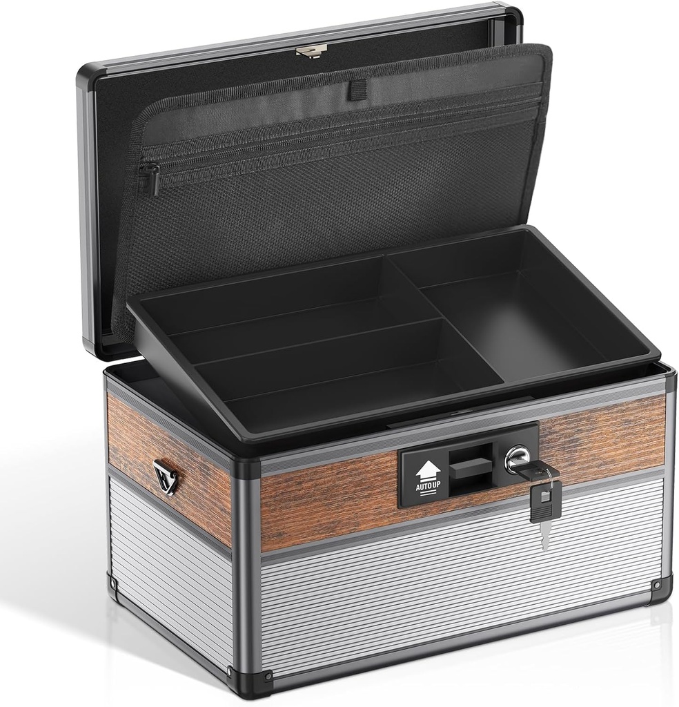 Glosen Medicine Lock Box, 锁药盒, 安全锁 Boxes [Medium Black] 12 x 7.68 x 7.87英寸, 急救钥匙安全箱用于医疗